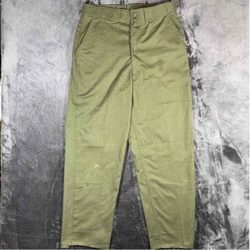 Vintage 1986 US Military OG-507 Utility Trousers Olive Green 34x35 Cut Off 32x25